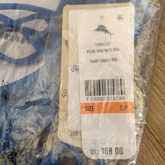 Tommy Bahama Pearl High Neck Bra Bikini Top in Cobalt Sea - Picture 5 of 6